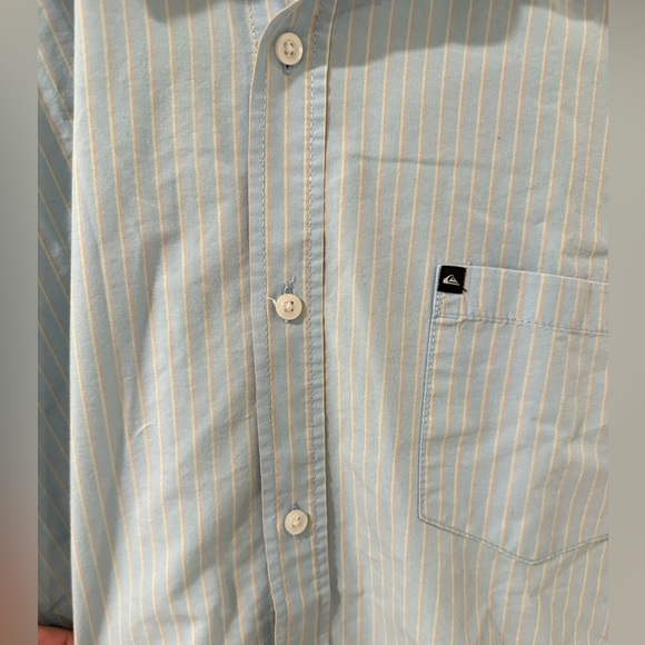Quicksilver casual button down striped collared short sleeve shirt large - Picture 4 of 8